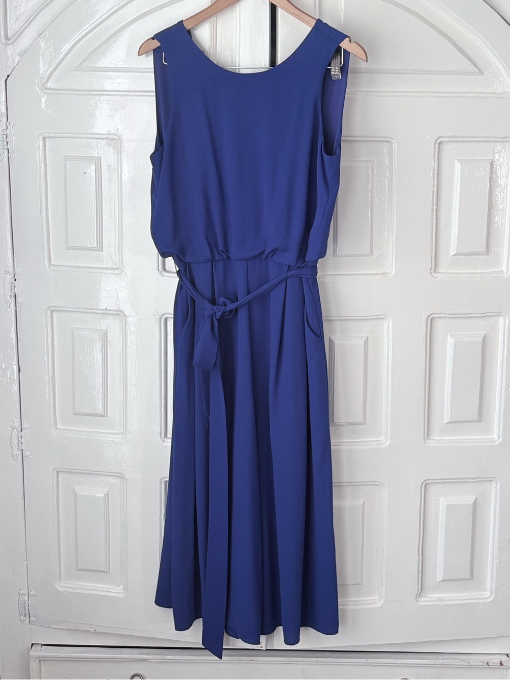 Vince Camuto Royal Blue Sleeveless Maxi Dress with Tie Waist